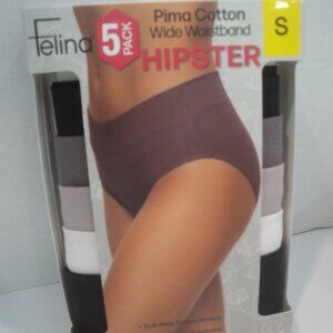 FELINA Women's Hipster Wide Waistband Pima Cotton Underwear 5 Pairs Size…